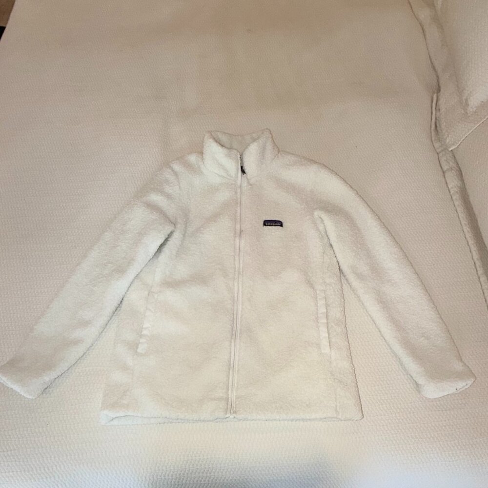 Patagonia Better Sweater Fleece Jacket Girls Medium White Full Zip Cozy Outdoor